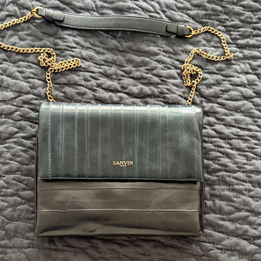 Lanvin Elegant Black and Blue Crossbody Bag